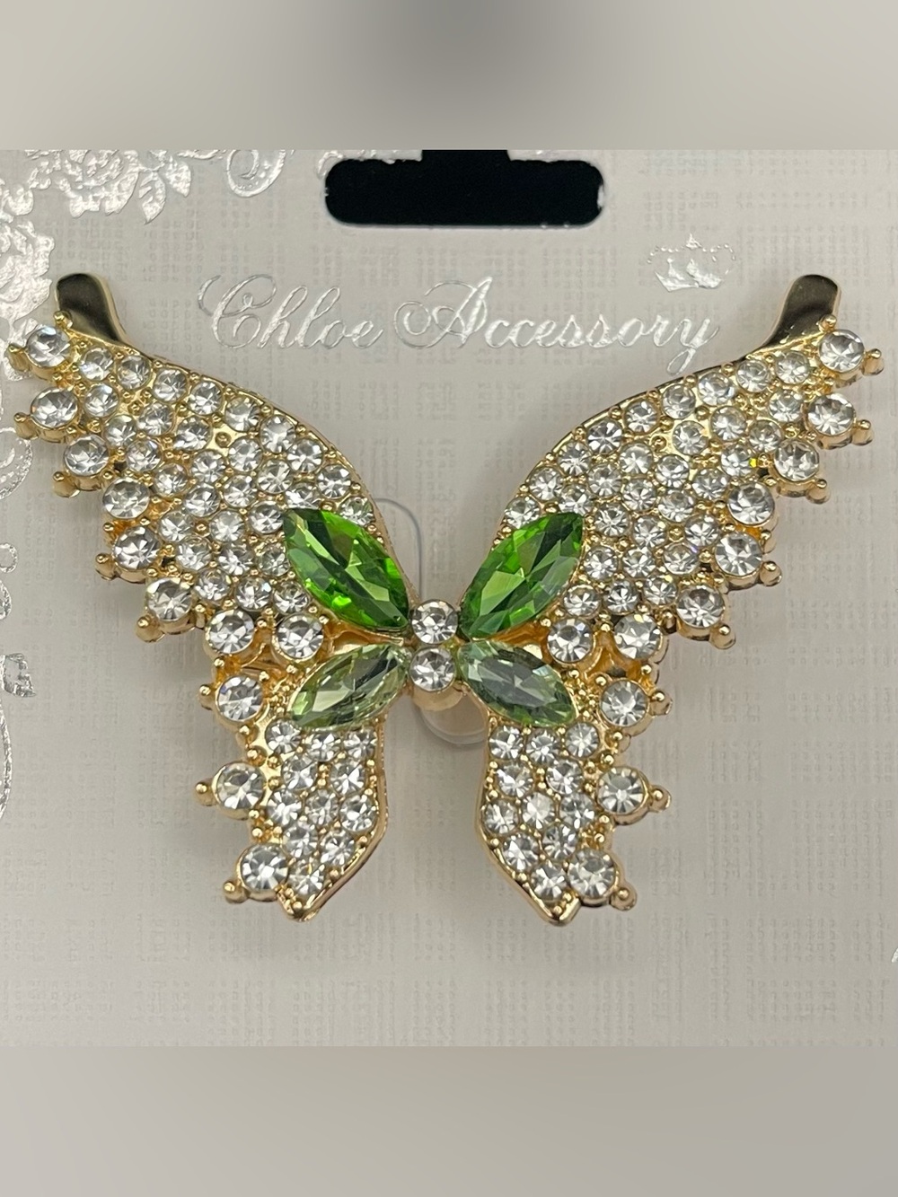 Chloe Accessories NWT Sparkling Rhinestone Butterfly Brooch Pin